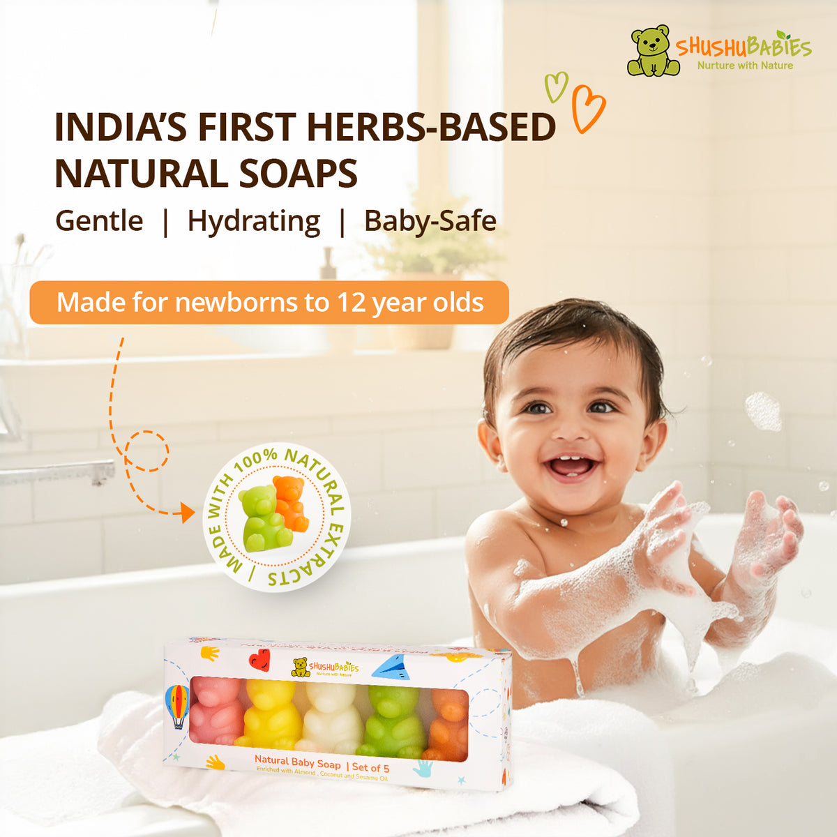 ShuShu Babies Buy Natural Gentle Cuddly Bear Soap For Baby and